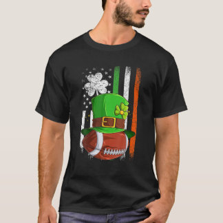 Football Retro USA Flag Kleeblatt Leprechaun St Pa T-Shirt
