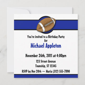 Football Royal Blue Birthday Einladungen