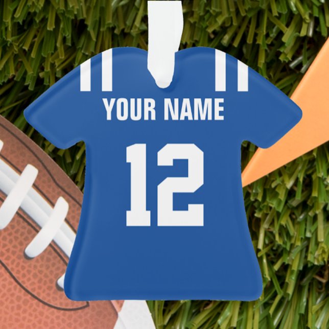 Football Royal Blue & White Jersey Ornament (Von Creator hochgeladen)