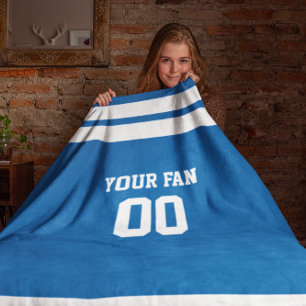 Football Royal Blue & White Personalisiert Fleecedecke