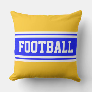 FOOTBALL Royal Blue Yellow Orange White Stripes Kissen