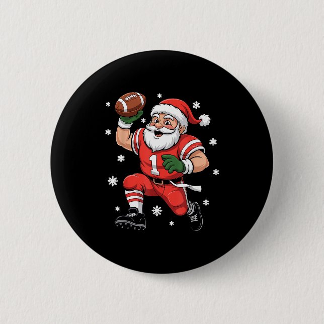 Football Santa Claus Lineman Christmas Quarterback Button (Vorderseite)