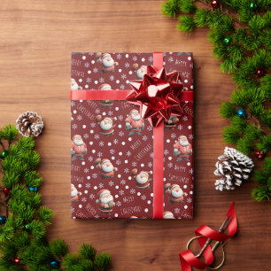Football Santa on Dark Red Geschenkpapier