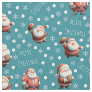 Football Santa on Green Blue Stoff