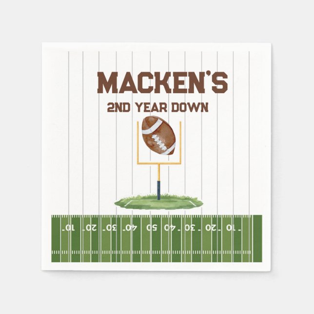Football second year down boy birthday serviette (Vorderseite)