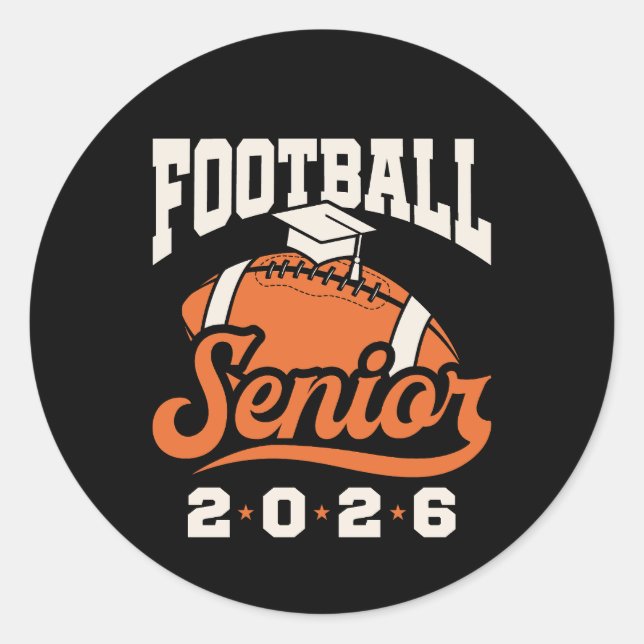 Football Senior Class of 2026 Graduating  Runder Aufkleber (Vorderseite)