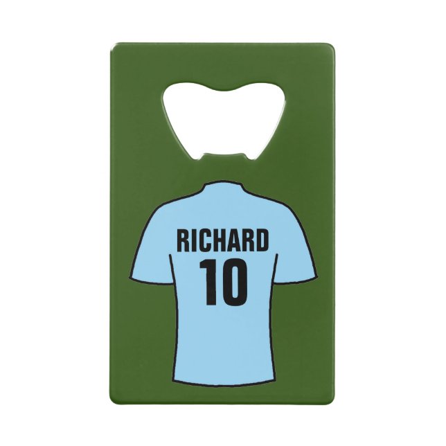 Football-Shirt in Light Sky Blue Geldbeutel Flaschenöffner (Vorderseite)