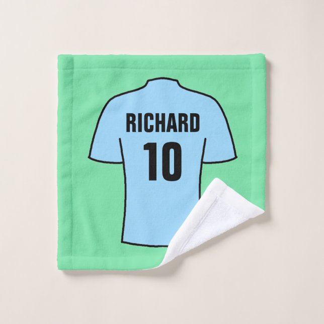 Football Shirt in Light Sky Blue Wash Tuch (Waschlappen)