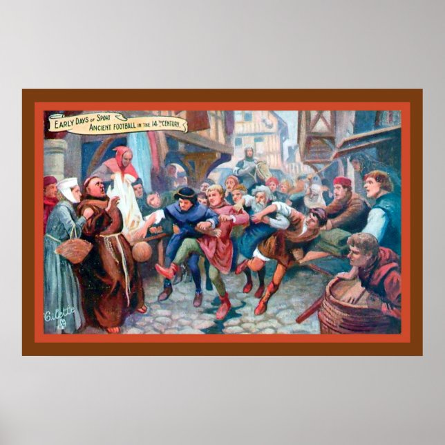 Football Soccer 14. Jahrhundert - 1908 Kunstdruckk Poster (Vorne)