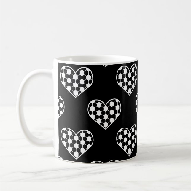 Football / Soccer Ball Texture In Heart Shape Kaffeetasse (Links)