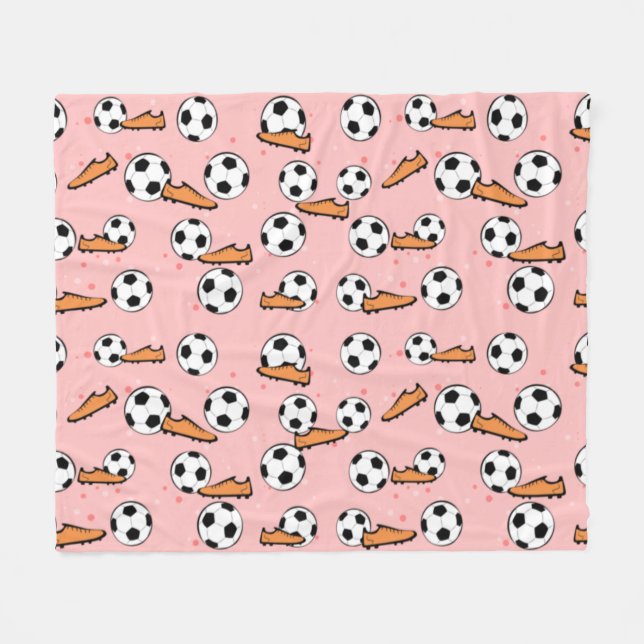 Football / Soccer - Balls & Boots Seamless Pattern Fleecedecke (Vorderseite (Horizontal))