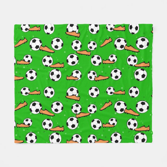 Football / Soccer - Balls & Boots Seamless Pattern Fleecedecke (Vorderseite (Horizontal))