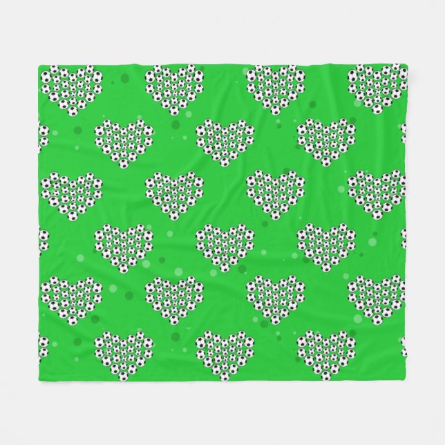 Football / Soccer - Balls In Heart Shape Pattern  Fleecedecke (Vorderseite (Horizontal))