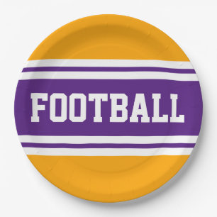 FOOTBALL Spaß Lila Gelbe Streifen Pappteller