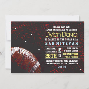 FOOTBALL SPLATTER Bar Mitzvah Invitation Invitatio