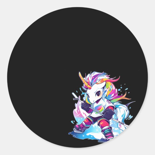 Football Sport Eishockey Unicorn Runder Aufkleber (Vorderseite)