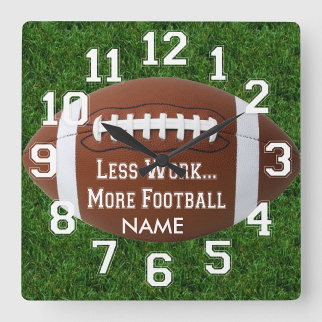 Football Sports Mancave Design Wall Clock Quadratische Wanduhr (Vorderseite)