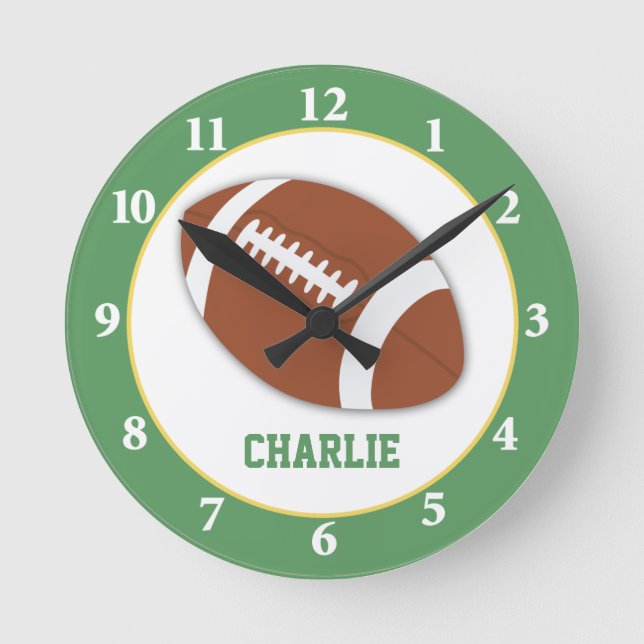 Football Sports Personalized Wall Clock - Green Runde Wanduhr (Vorderseite)