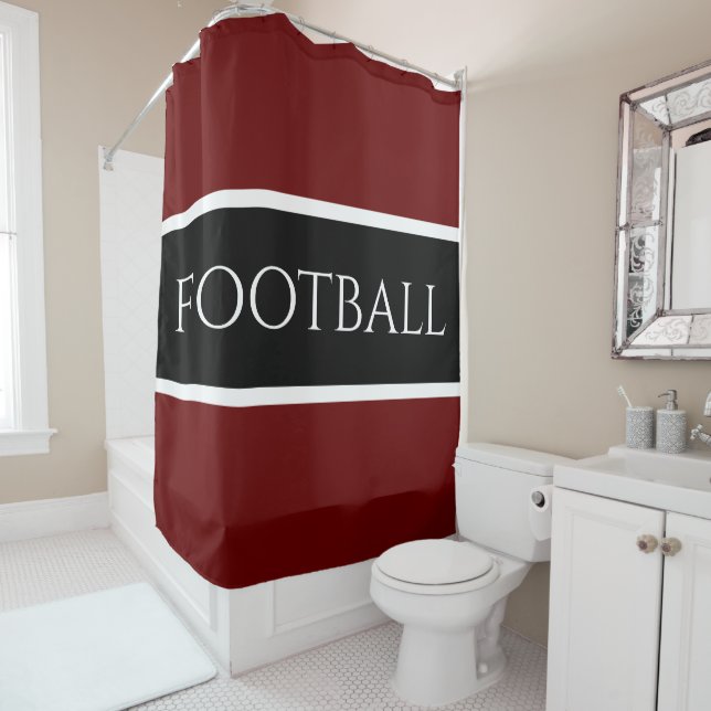 FOOTBALL Sporty Athletic Black Deep Red Strips Duschvorhang (Beispiel)