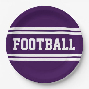 FOOTBALL Sporty Fett Lila Streifen Pappteller