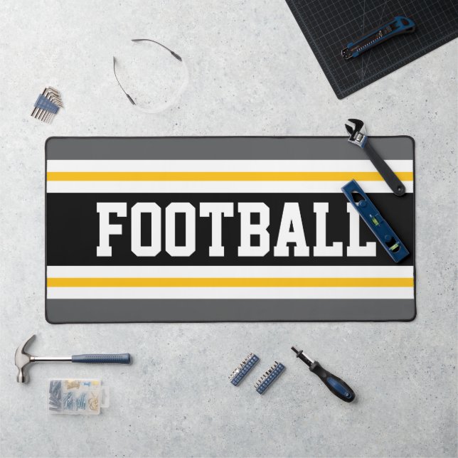 FOOTBALL Sporty Grey Black Yellow Racing Stripes (Poste de travail)
