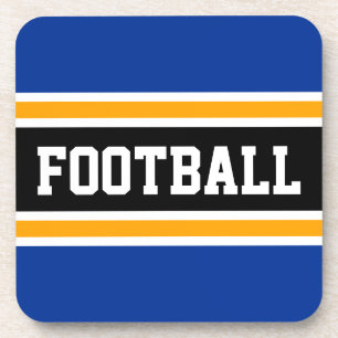 FOOTBALL Sporty Navy Yellow Black Racing Streifen Getränkeuntersetzer