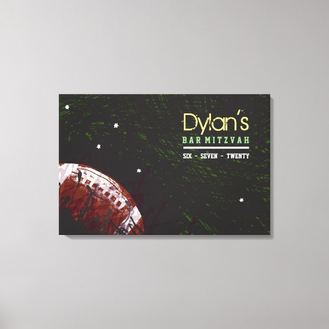 FOOTBALL SPRITZER Bar Mitzvah Sign auf Speicherpla Leinwanddruck (Vorderseite)