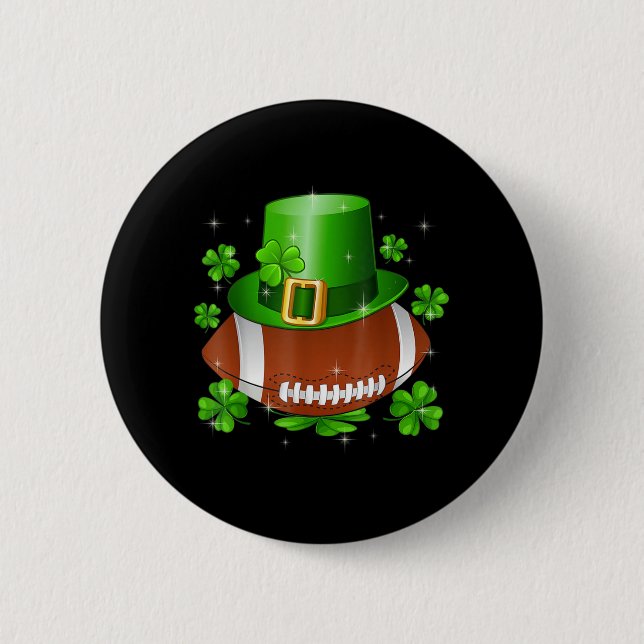 Football St Patricks Day Leprechaun Kleeblatt Boys Button (Vorderseite)