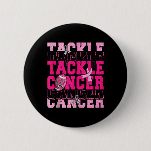 Football-Tackling Rosa Band Brustkrebsbewusstsein Button