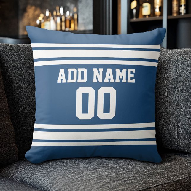 Football Team Jersey with Custom Name Number Kissen (Custom Sports Pillow for a Man Cave)