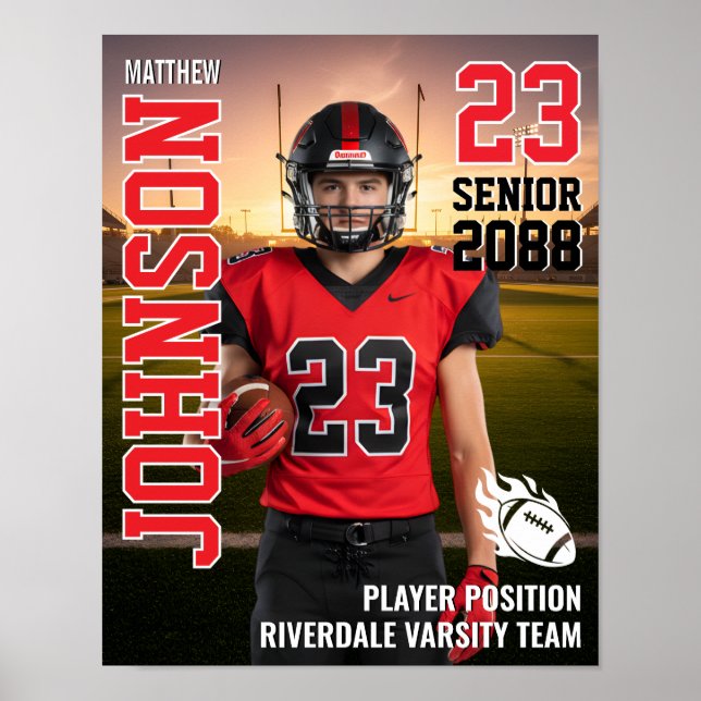Football Team Senior MVP Player Photo Gift Sports Poster (Vorne)
