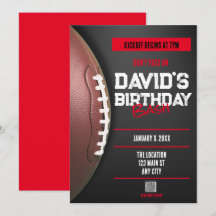 Football Theme QR Code Birthday Invitation