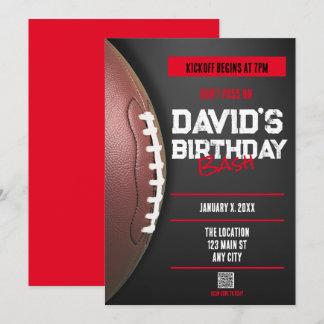 Football Theme QR Code Birthday Invitation Einladung