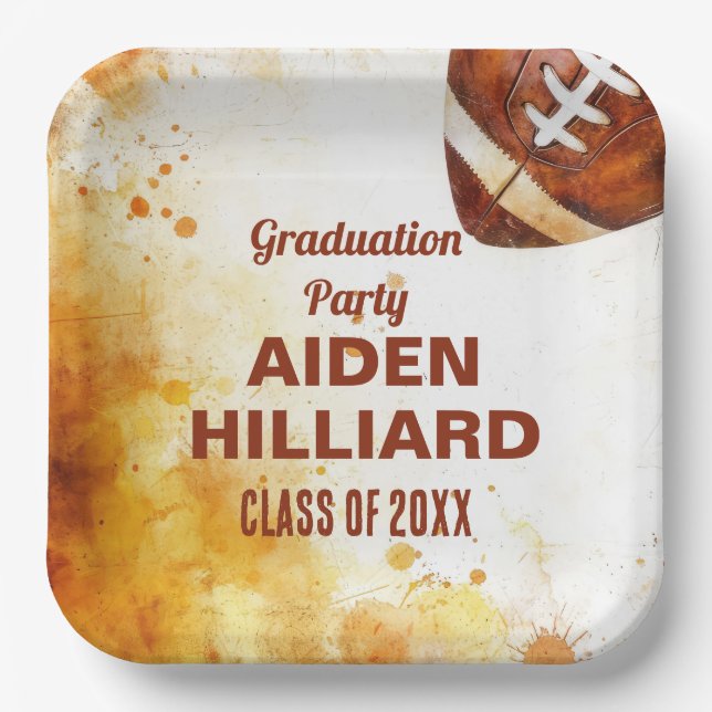 Football Themed Graduation Party Pappteller (Vorderseite)