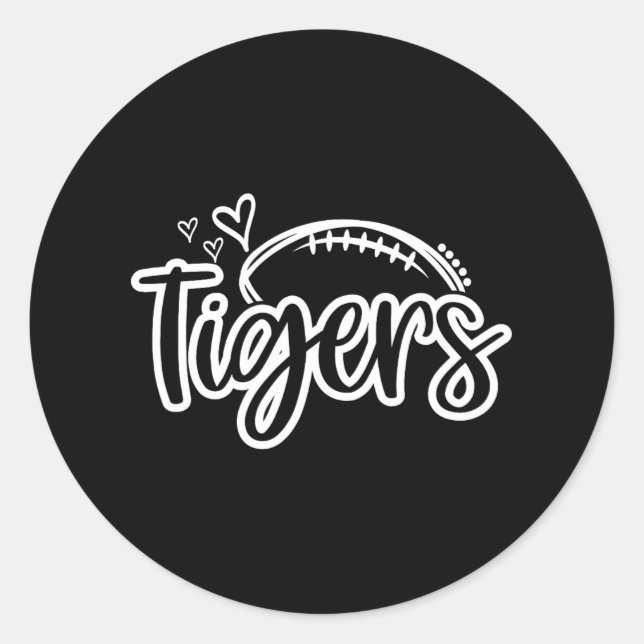Football Tigers School Sport Fan Team Spirit Runder Aufkleber (Vorderseite)