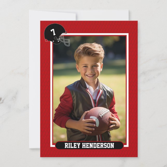 Football Trading Card Foto Geburtstagsparty Einladung (Vorderseite)