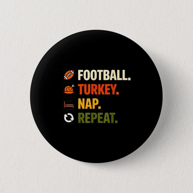Football Turkey Thanksgiving For Kids Boys Men  Button (Vorderseite)