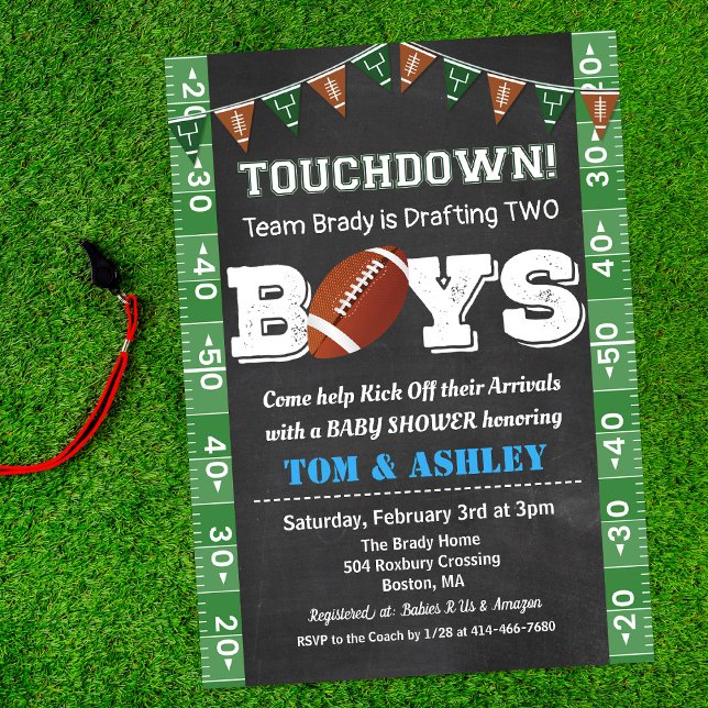 Football TWIN Baby Shower Chalkboard Invitation (Créateur téléchargé)