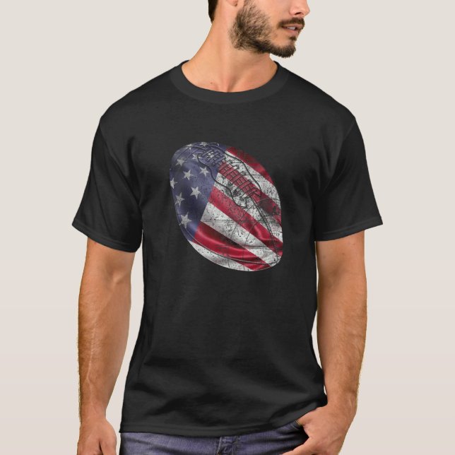 Football Us Flag Distress Fan Sport July 4th Ameri T-Shirt (Vorderseite)