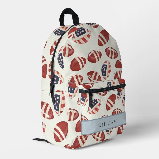 Football USA Flagge Beige Kinder zurück in die Sch Bedruckter Rucksack (Rückseitige Ecke links)