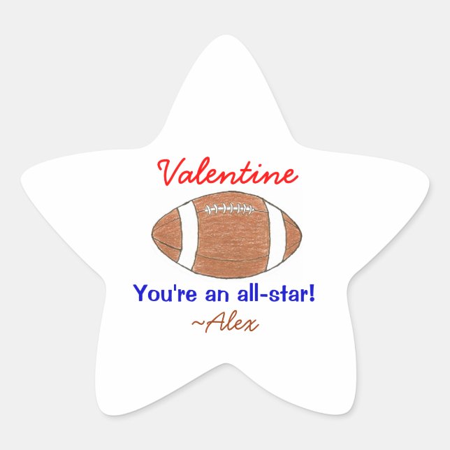 Football valentine autocollant - personnalisé (Devant)