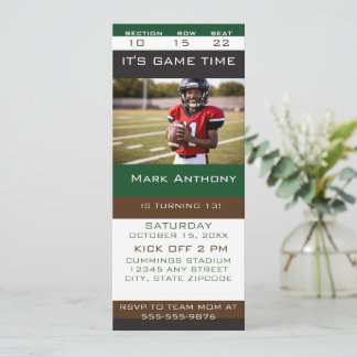 Football VIP Ticket Birthday Party Invite Einladung