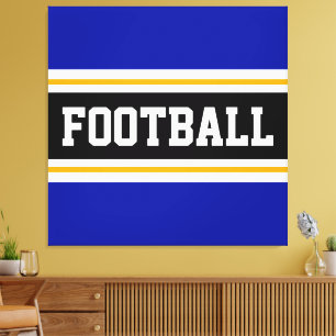 FOOTBALL Vivifarben Schwarz-weiß gelbe Streifen Leinwanddruck