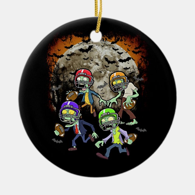 Football Zombie Player Halloween Horror Football T Keramik Ornament (Vorne)