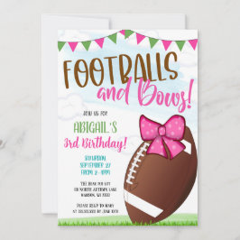 Footballs and Bows Party Invite Einladung