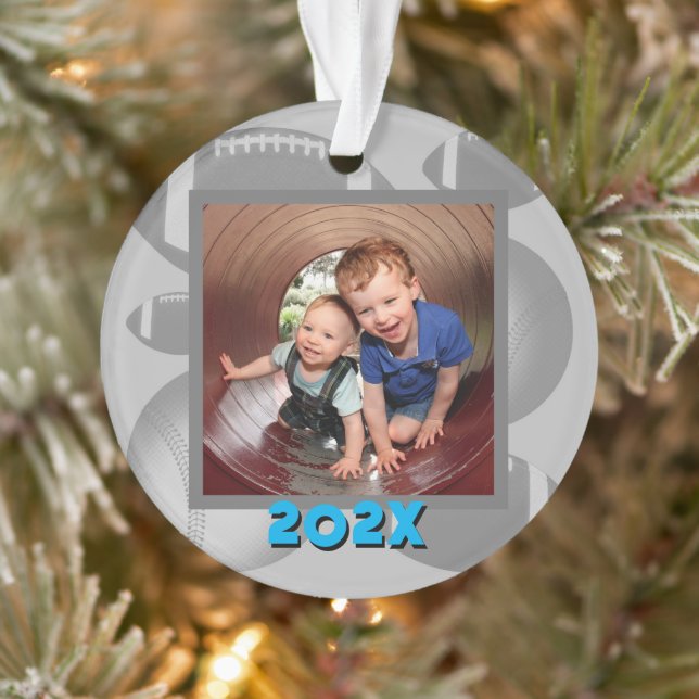 Footballs Baseballs Boys Grandsons Foto Ornament (Baum)