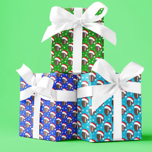 Footballs Hut & Schneeflocken des Weihnachtsmanns  Geschenkpapier Set