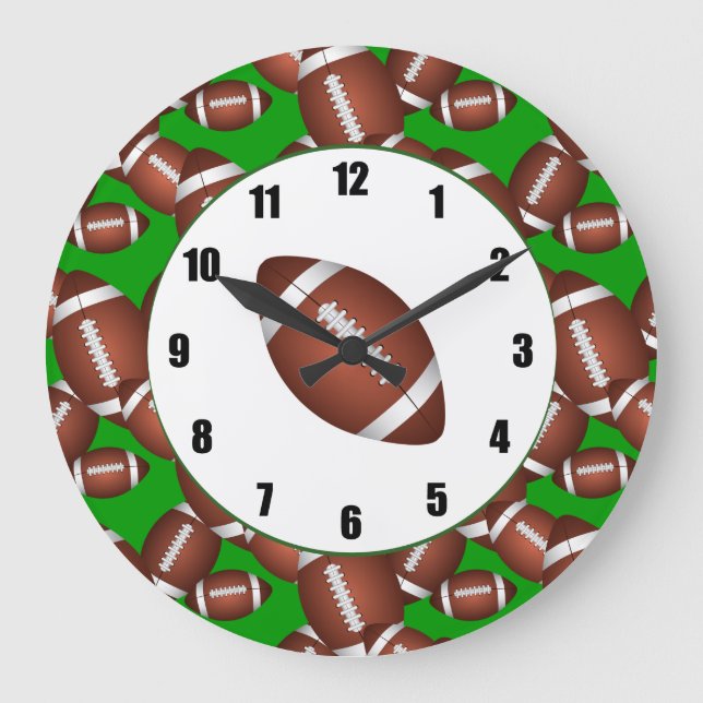 Footballs Pattern Große Wanduhr (Vorderseite)