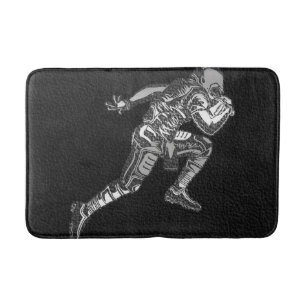 Footballspieler Running Quarterback Schwarz Silber Badematte