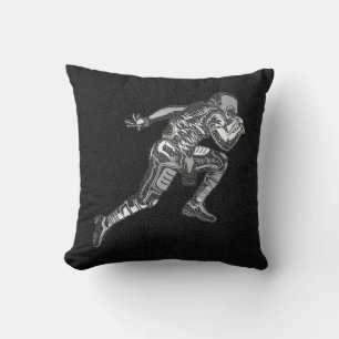 Footballspieler Running Quarterback Schwarz Silber Kissen